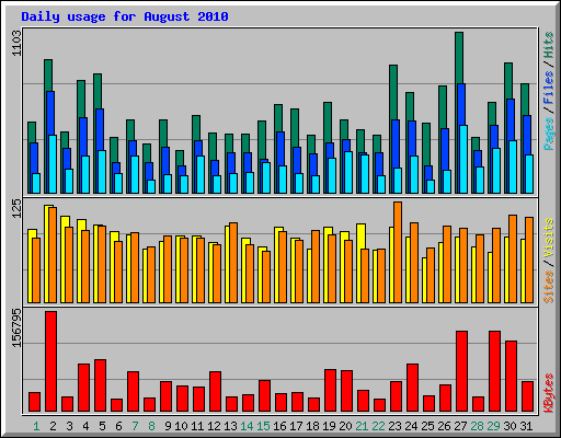 Daily usage for August 2010